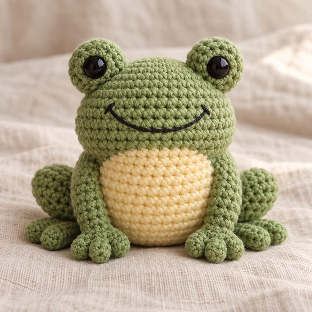 Crocheted amigurumi frog
