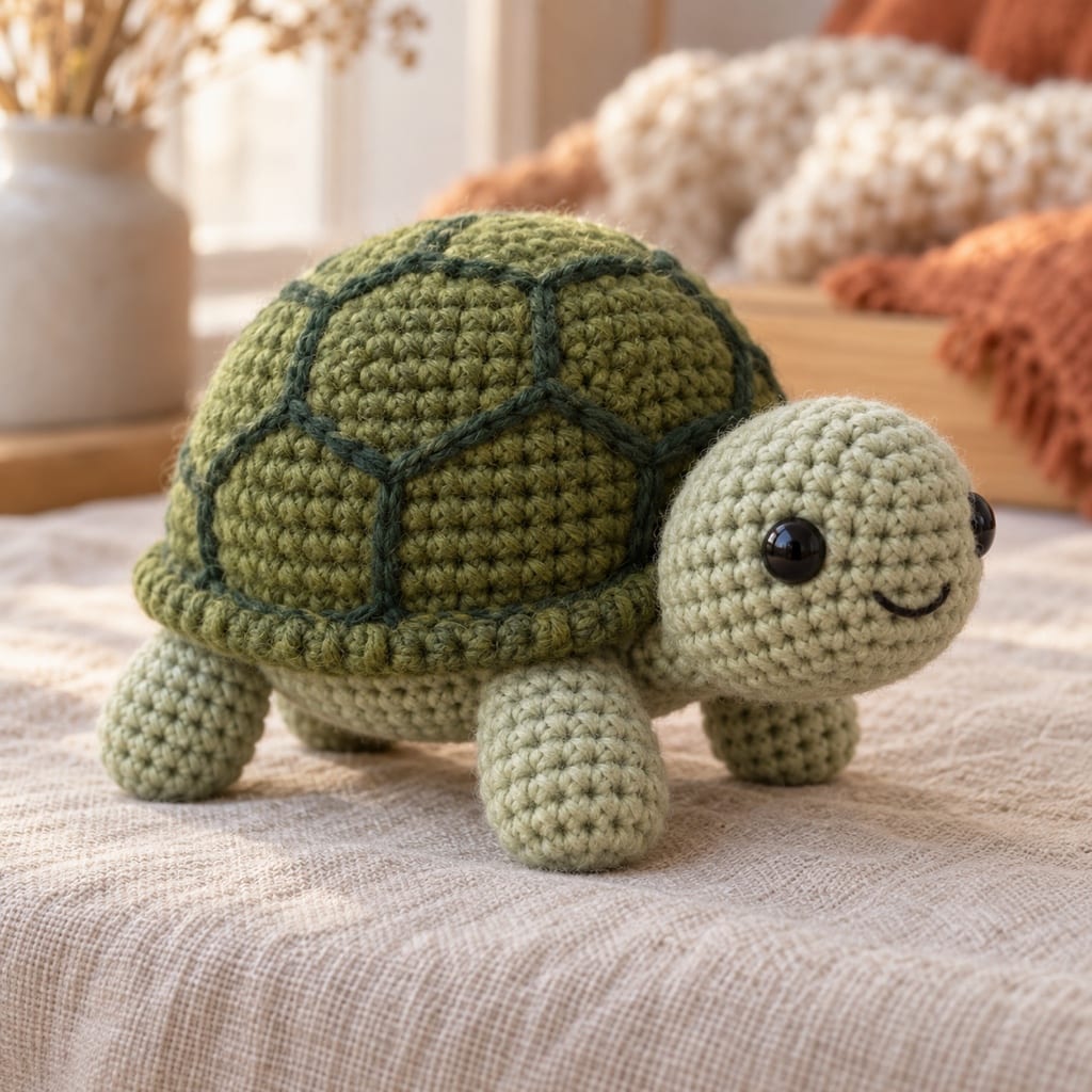 Crocheted amigurumi turtle